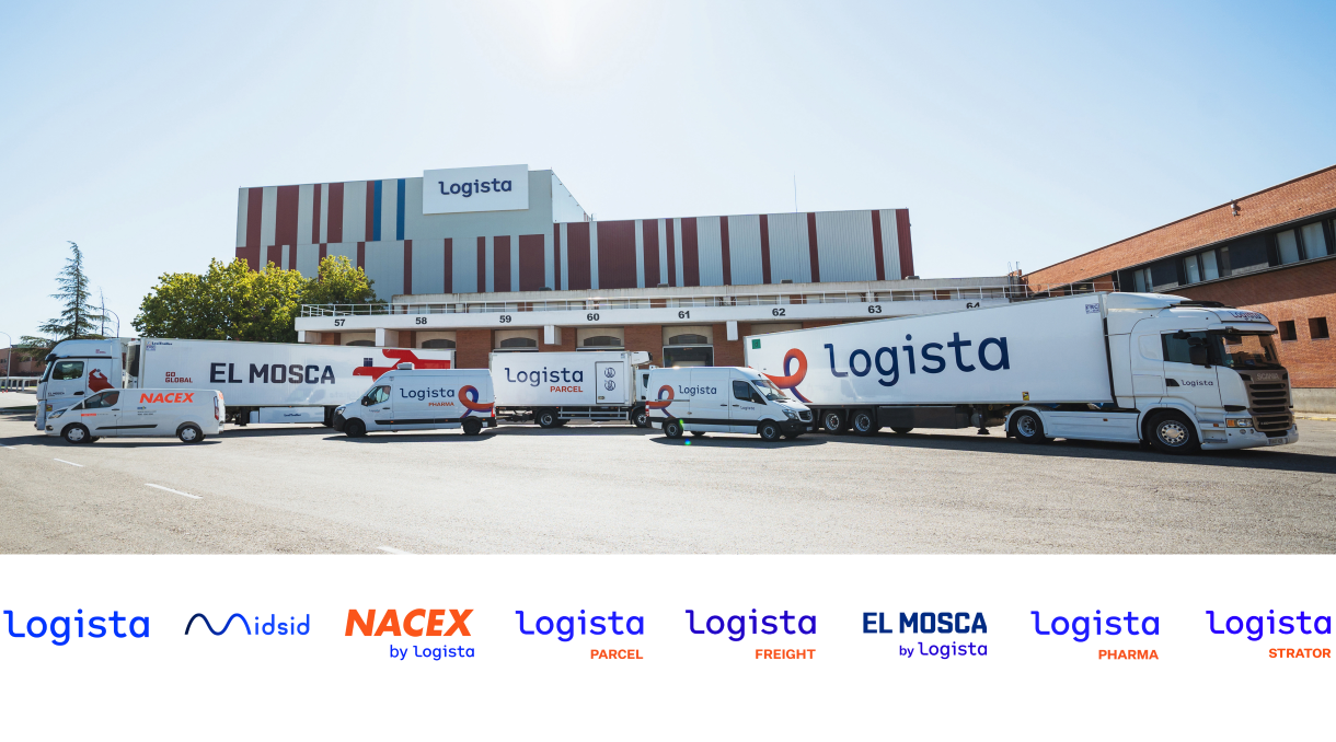 Plataforma logística da Logista com frota de transporte do grupo